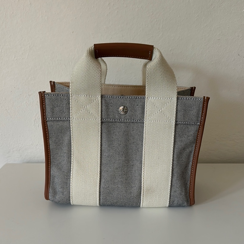 rue de veirneil tote handbag canvas leather